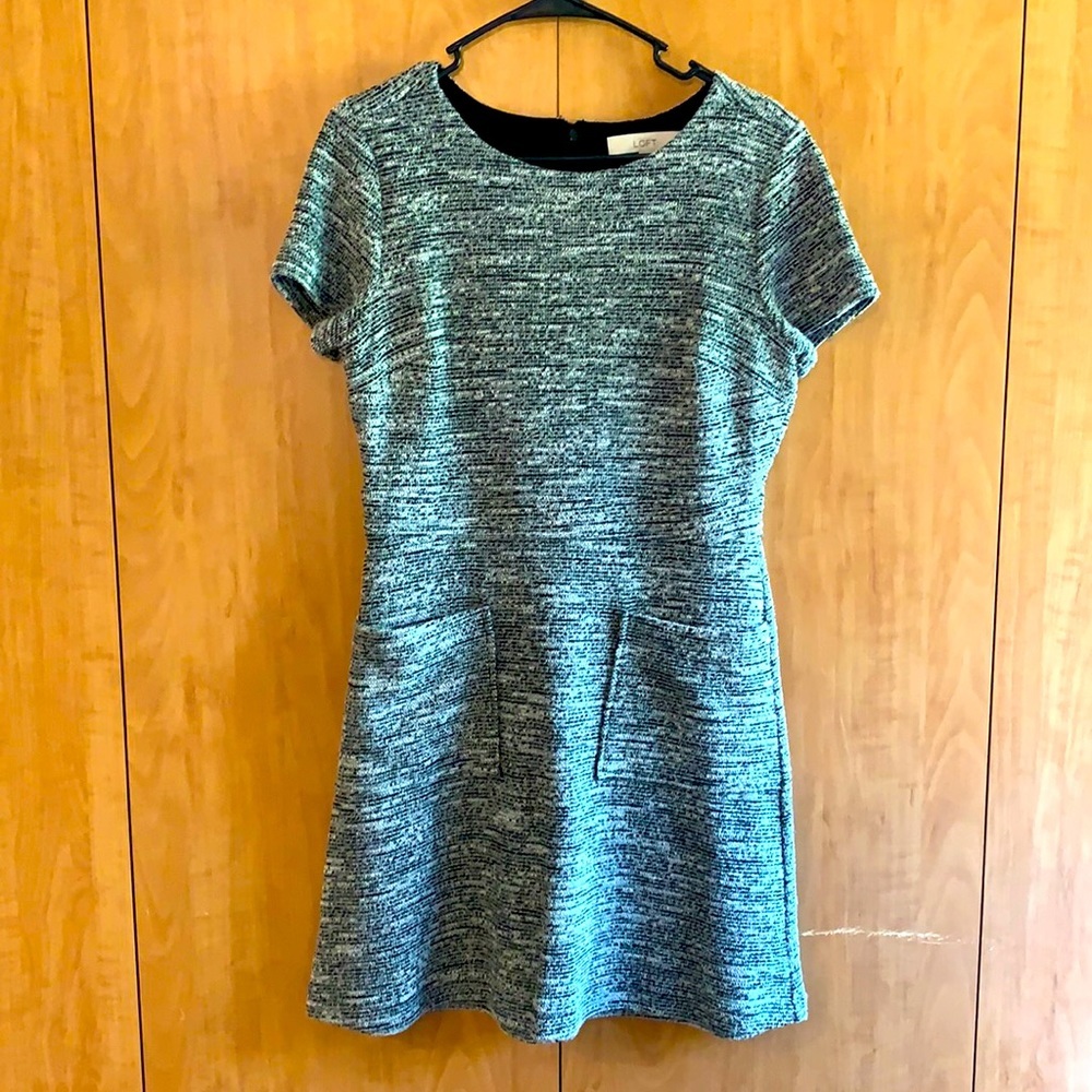 Loft Grey Sweater dress with pockets fully lined